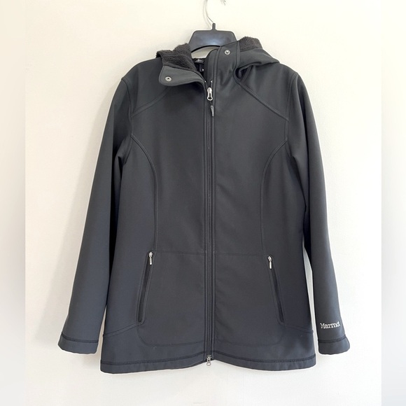 Marmot Jackets & Blazers - Marmot Soft Shell Fleece Lined Hooded Full Zip Unisex Black Jacket, L